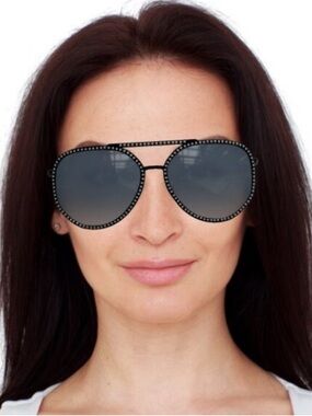 Michael Kors Miami MK1039B Black Studded Aviator Sunglasses Unisex